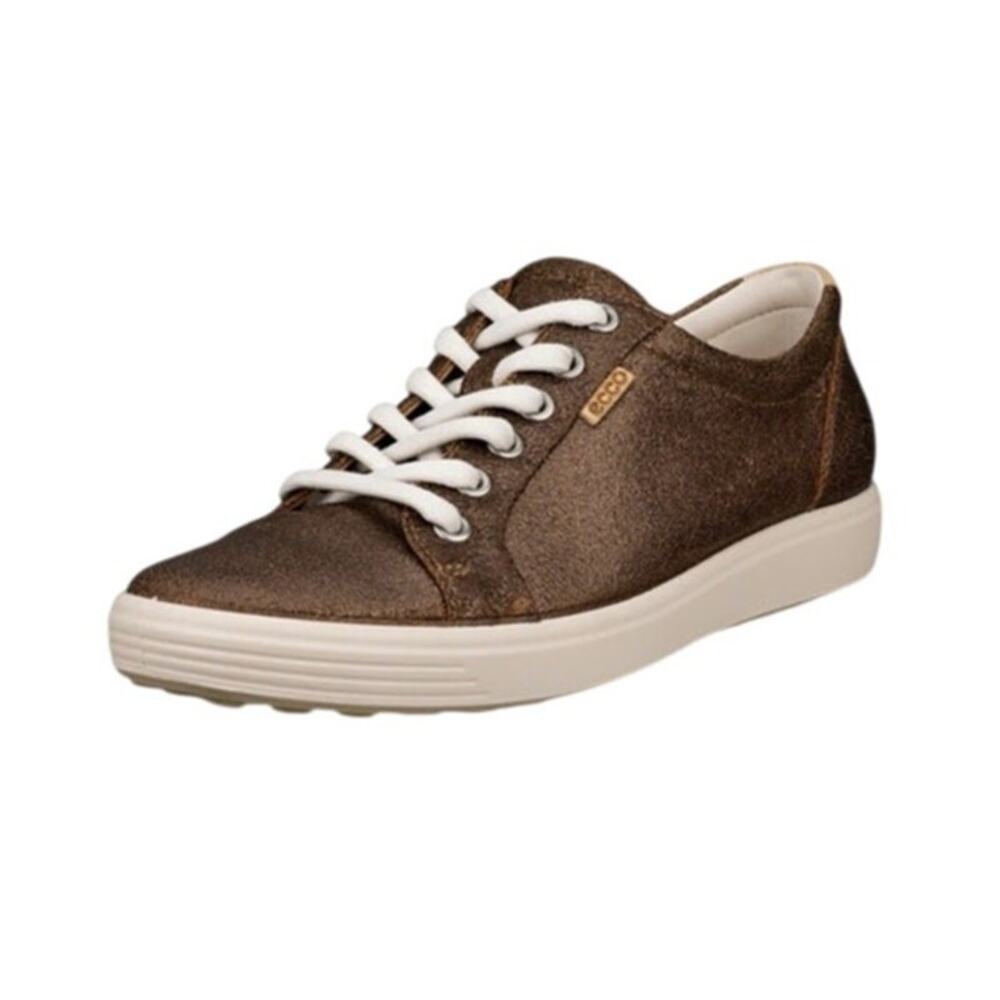 Ecco Soft 7 Bronze Metallic Lace Up Women's Casual Leather Sneaker Size 11